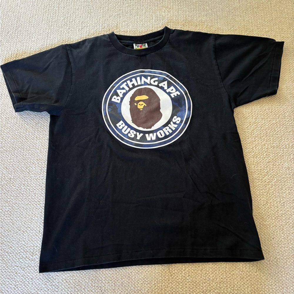 BAPE A BATHING APE Black Busy Works tee streetwear skateboard Men’s Medium